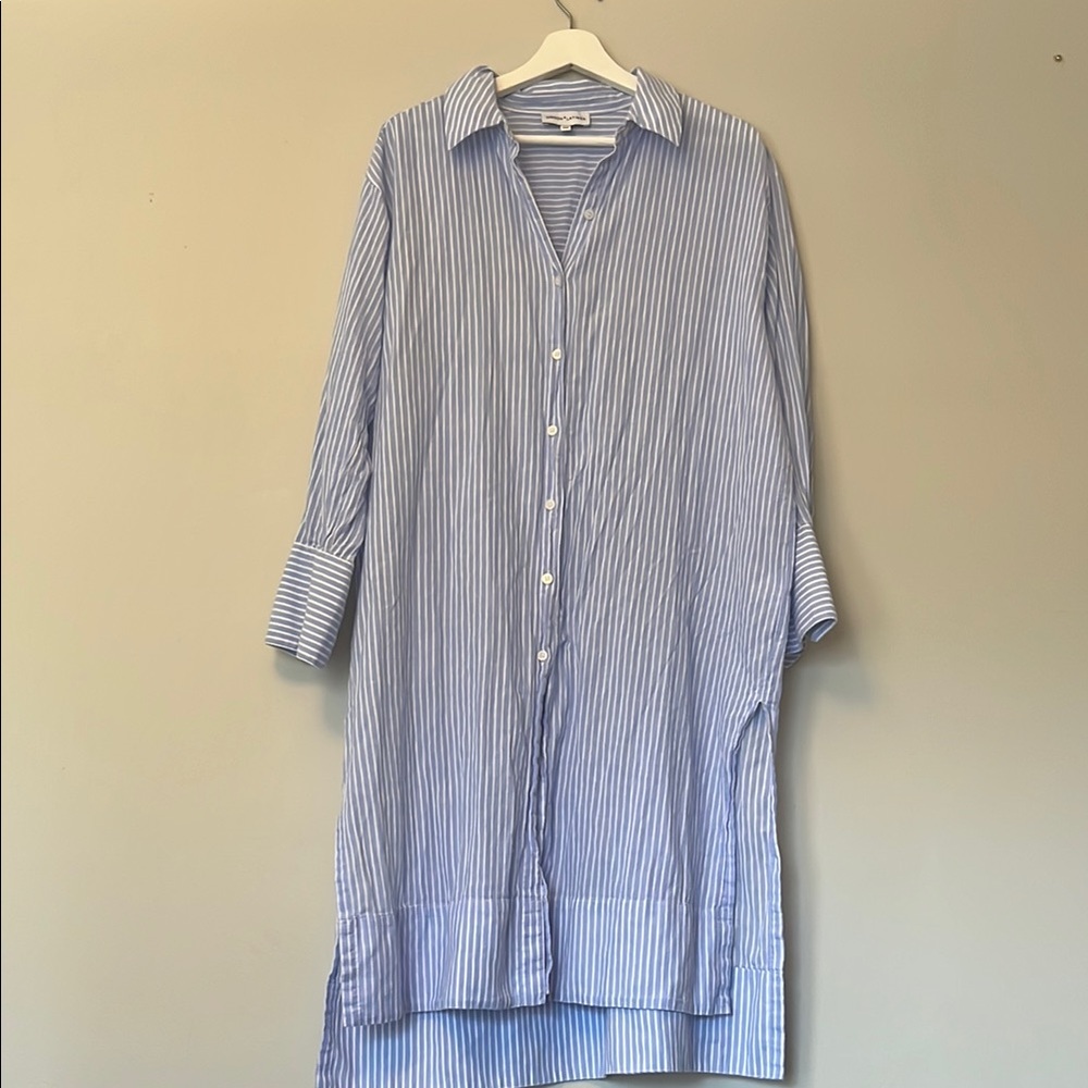 Gibson Latimer Striped Button Down Shirt/Coverup